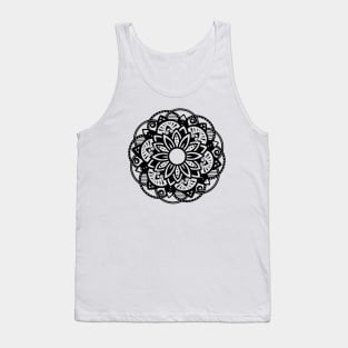 Floral Lotus Mandala Black Tank Top